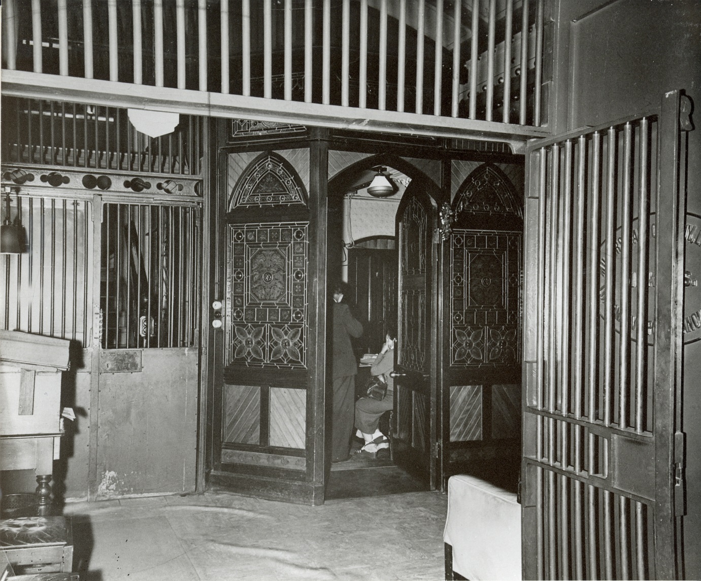 Customers using ANZ’s Safety Deposit Facility at 90 Queen Street in the 1930s. The Gothic architecture  gives the building an atmospheric feeling and lends to the legends of a ghost haunting the vaults. 

You can find out more about the ghost and the vaults in the article below. 
